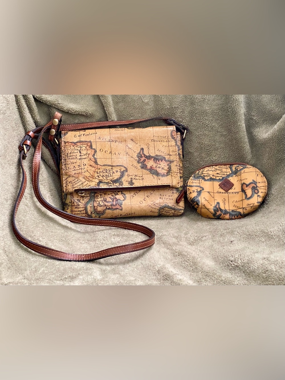 Patricia Mash Euro Map Print Corfu Crossbody Bag & Rosalie Coin Purse